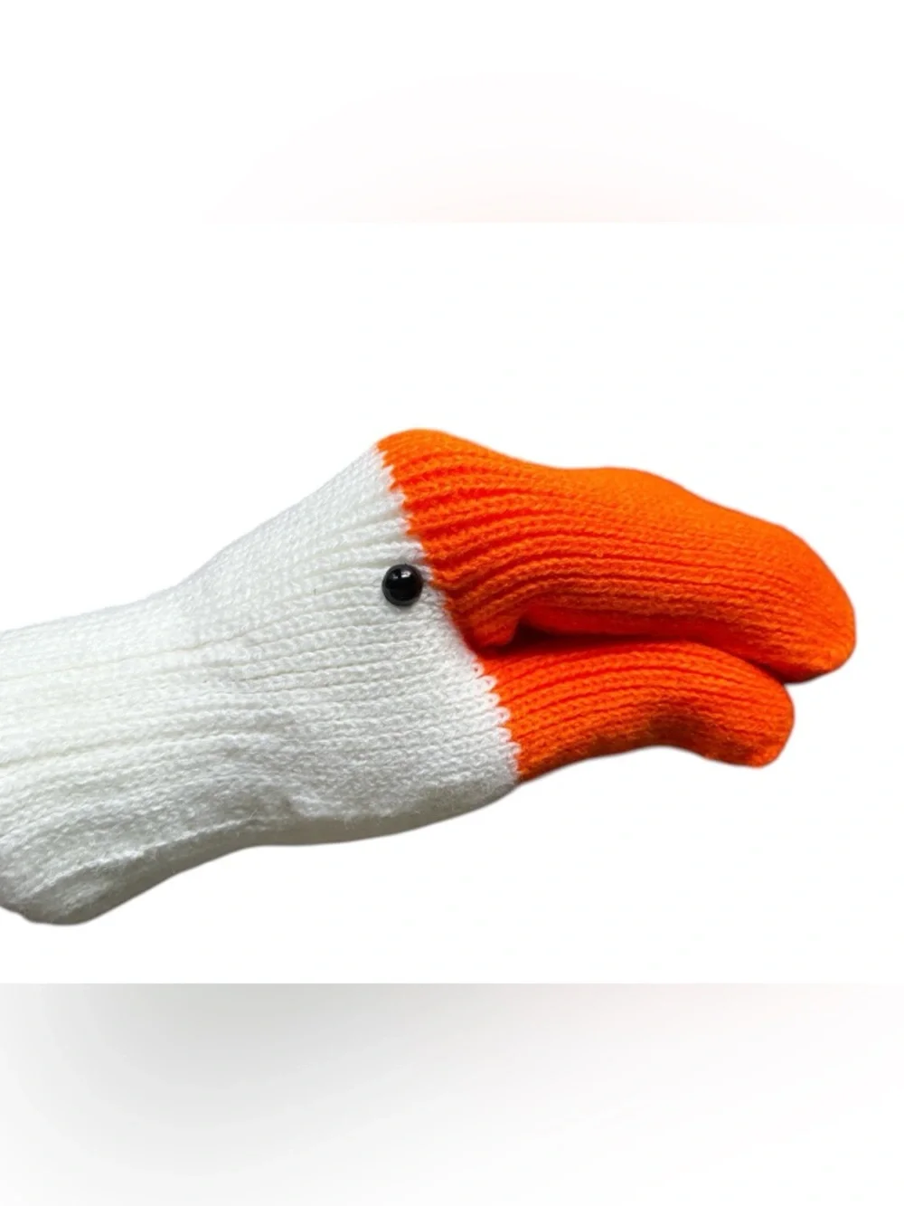Silly Goose Orange and White Knit Mittens - Picture 2 of 4